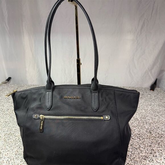 Michael Kors Women's Black Nylon Kelsey Tote Bag with Shoulder Strap - Picture 1 of 11